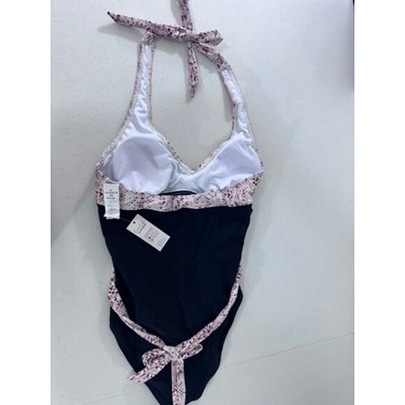 NWT!! "Cupshe" One Piece Bathing Suit SZ M Halter Tie Boating Beach Ocean Pool - Picture 7 of 11